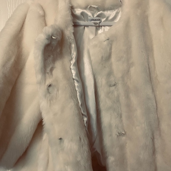 CALVIN KLEIN Faux Fur Jacket NWT Size L - Picture 2 of 11